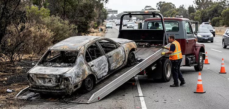 Fire-Damaged Wrecked Car Removal in Cleveland